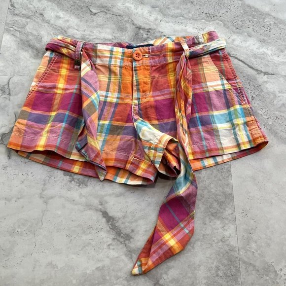 Polo Ralph Lauren‎ Girls Size 7 Plaid Pink and Orange Shorts - Picture 1 of 6